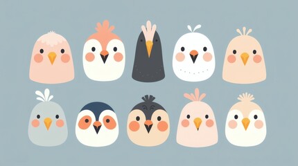Obraz premium a collection of adorable birds with various designs and colors