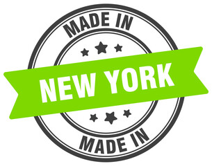 Made in New York round sign. Made in New York stamp.
