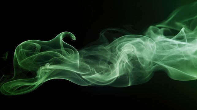 wafting green smoke on black background