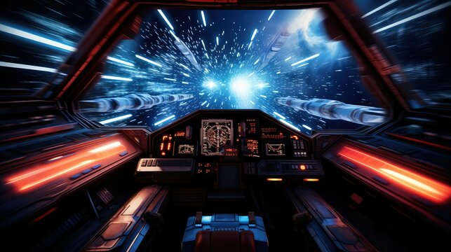 futuristic blurred star wars ship interior
