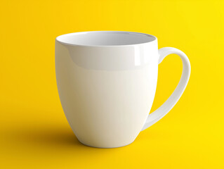  A white mug mockup on a yellow background