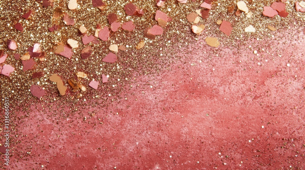 Poster sparkling hearts and golden glimmers dance through a soft pink backdrop, creating an enchanting atmo