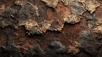 Fototapeta premium A textured surface resembling weathered, cracked earth or rusted metal.