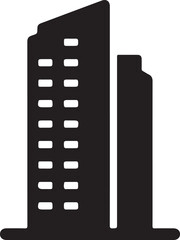 Obraz premium Black Corporate Skyscraper Icon Symbolizing Large Businesses and Companies