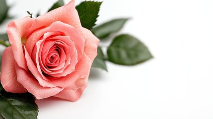 Peach Rose on White Background