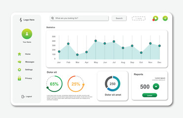 User panel business dashboard. Web design. Modern dashboard ui Design. Vector illustration