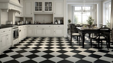 Fototapeta premium floor checkered black and white