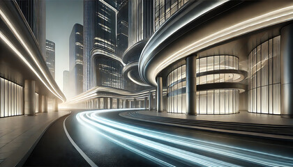 Obraz premium 光を放つ未来都市・スマートシティ