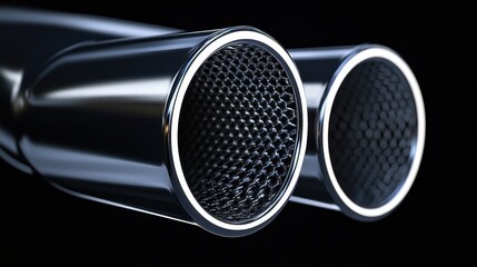Exhaust Pipes Close-up, Black Background