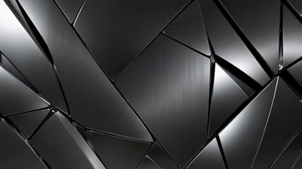 3D Abstract Metallic Reflection. Silver dark metal design background or wallpaper.