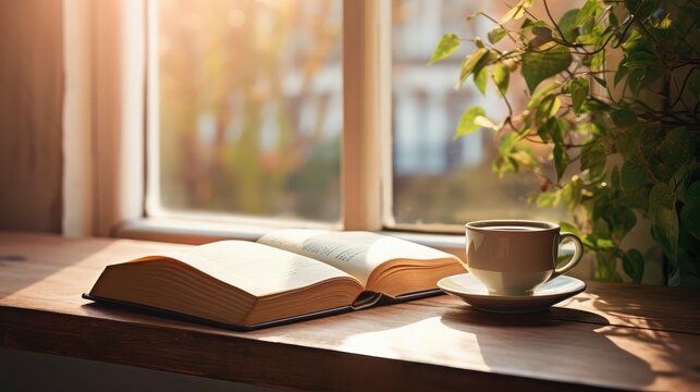 cozy open book on table