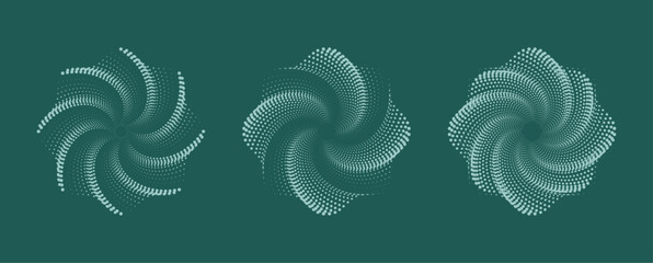 Dynamic torus waves form abstract dotted vortex rings in motion, creating circular abstractions with dot matrix waves and concentric rings in a hypnotic geometric optical art composition.