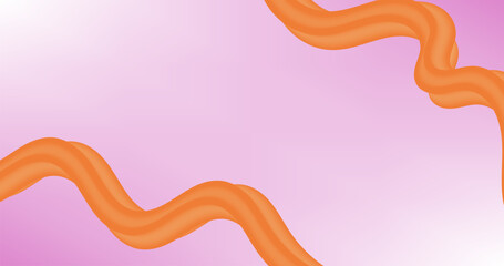 Abstract background of orange curved lines on a pink background. Vector illustration