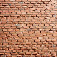 Obraz premium Panoramic rugged old red brown bricks wall. texture background