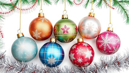 Obraz premium Festive Christmas Ornaments Baubles Xmas Decor Winter Holidays