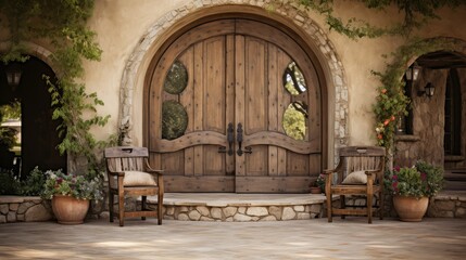 Obraz premium wood double door arch