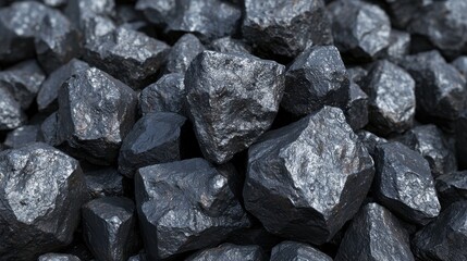 Pile of dark gray rocks, close-up view