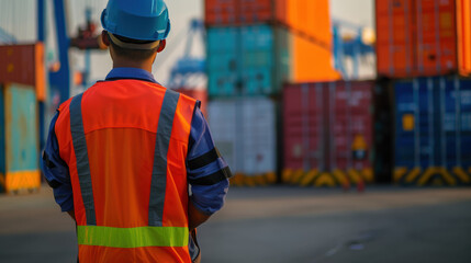 Customs officer inspecting goods at border checkpoint, symbolizing international trade, tariffs, and global commerce logistics. Focus on security and regulation in cross-border shipping.