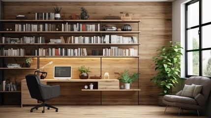 bookshelf wood accent wall