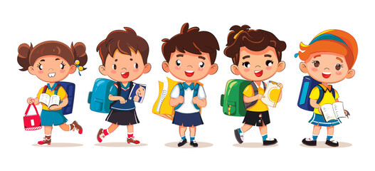 Happy Cartoon Children School Kids, Cute Kids, Vector School Children, Smiling School Kids, Fun Education, Happy Classroom, Kids Learning, Cartoon Kids Education, School Fun