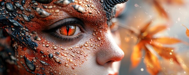 Stunning close-up of a fantasy character with vibrant eyes.