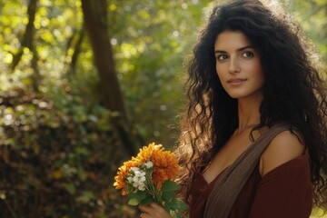 Naklejka premium The loose cuts and delicate patterns are full of art, and the colors of the flowers complement the tones of autumn, as if holding the fullness of autumn in your hands.