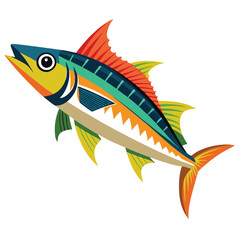 mackerel-fish-colorful-vector-isolated-image-on white background 