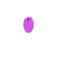 A minimalist digital illustration of a purple tulip on a white background