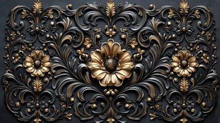 Ornate Black & Gold Relief Design