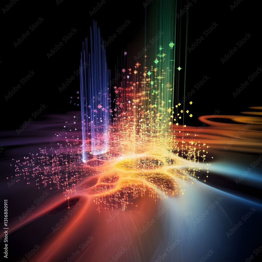 Wall mural a colorful explosion of light and color is depicted in the image