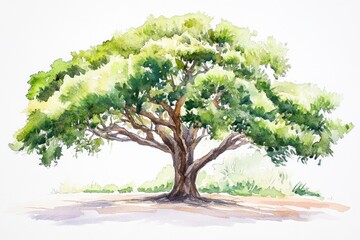 Obraz premium Architectural watercolor sketch of a cypress tree, commonly used in urban landscape design