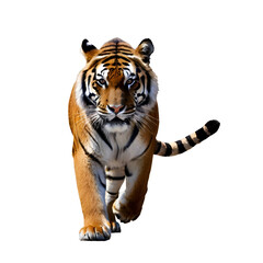 Obraz premium A fierce tiger walking forward, isolated on white or transparent background png