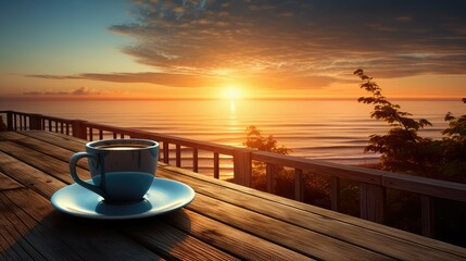 sunrise ocean coffee