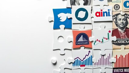 Financial Market Growth Puzzle Business Finance and Technology Success