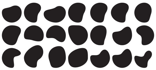 set of black vector abstract fluid liquid shapes offer speech bubble