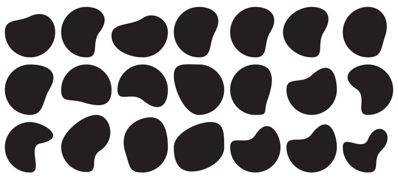 set of black vector abstract fluid liquid shapes offer speech bubble