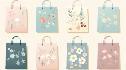 pastel shopping bags clip art