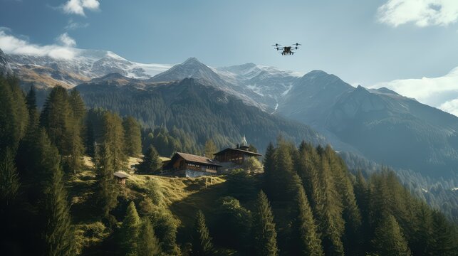 woods drone over a house