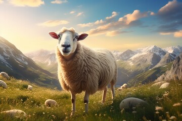 Fototapeta premium sheep on a mountain pasture