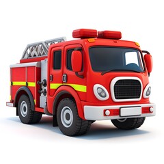 Bright red toy fire truck with ladder.