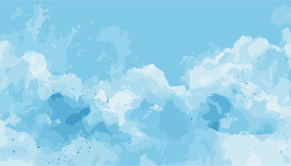 Abstract blue color clouds background, vibrant clear blue sky, teal sky, puffy clouds, watercolor painted sky, natural clear clouds, peaceful sky, soothing nature