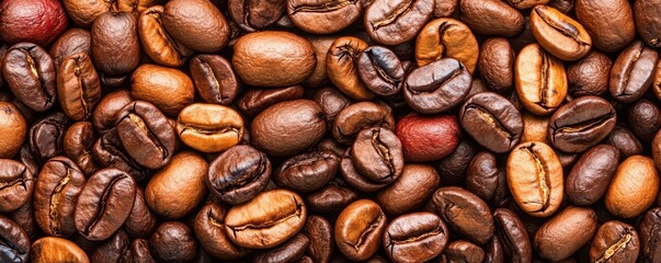 Fototapeta premium Close-Up View of Assorted Coffee Beans in Various Natural Textures