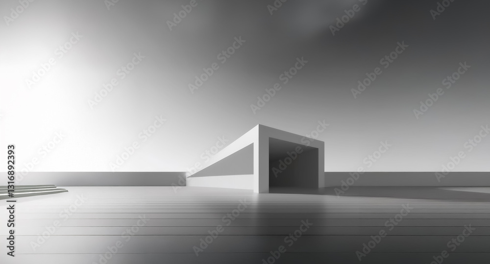 Leinwandbilder minimalist black and white architecture featuring strong light and shadow. geometric structure with 