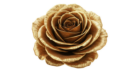 Elegant Gold Rose Blossom Isolated on White Backdrop for Design