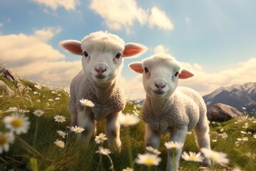 Obraz premium sheep in the field
