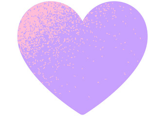 ざらつきグラデーションのハート。ピンクと黄色。メゾティント風。パープルとピンク。