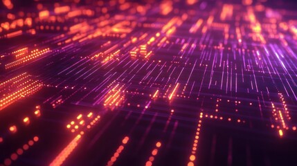 Abstract digital network, glowing lines and nodes