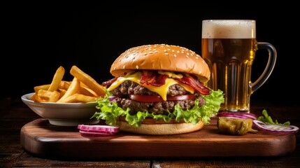 bacon burgers and beer