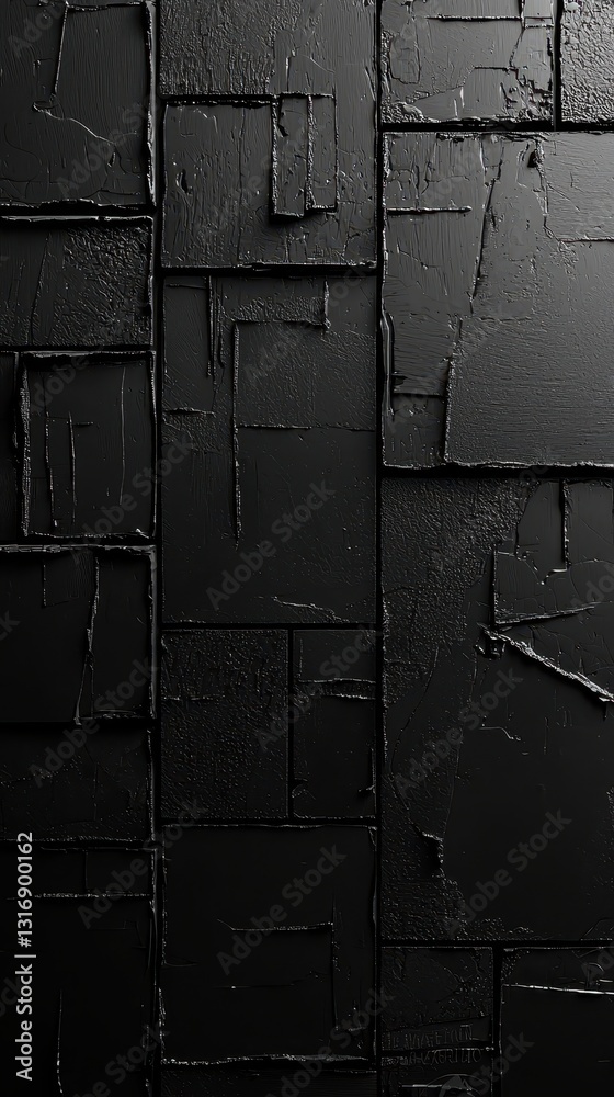 Poster abstract black textured background with layered patterns and depth