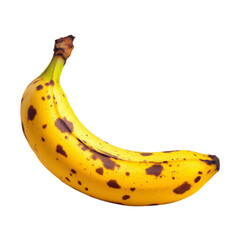 Ripe Banana with Brown Spots, Isolated on Transparent Background